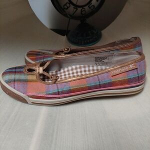 Michelle K Plaid Checkered Slip On Shoes Women's Size